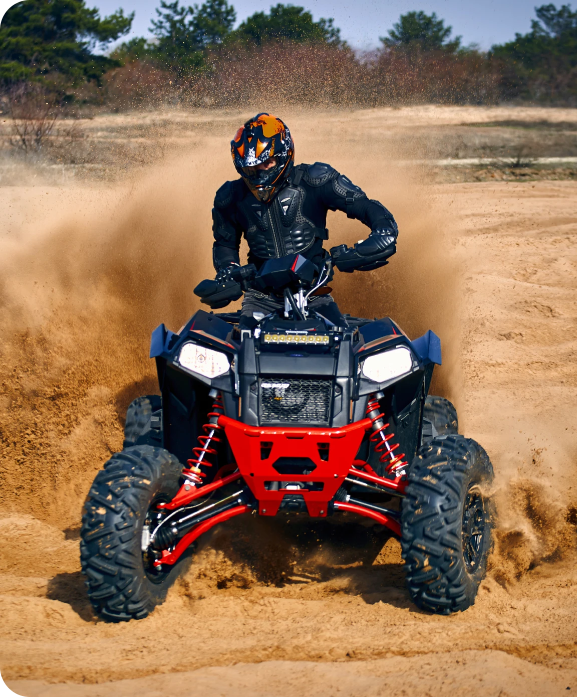 Rugged terrain ATV action scene